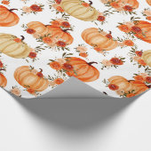 Waterverf Pumpkin Oranje Floral Rozen Cadeaupapier (Hoek)