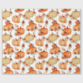 Waterverf Pumpkin Oranje Floral Rozen Cadeaupapier (Vlak)