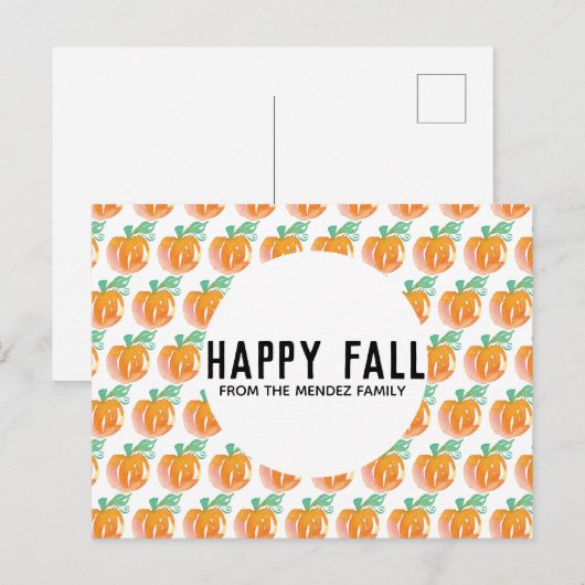 Waterverf Pumpkin Oranje Pattern Post Cards Briefkaart (Voorkant / Achterkant)