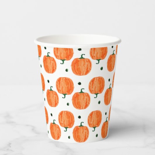 Waterverf Pumpkin Papieren Bekers (Achterkant)