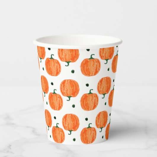 Waterverf Pumpkin Papieren Bekers (Voorkant)