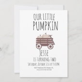 Waterverf Pumpkin Patch Herfst Wagon Brown Birthda Kaart (Voorkant)