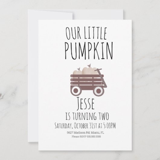 Waterverf Pumpkin Patch Herfst Wagon Brown Birthda Kaart (Voorkant)