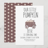 Waterverf Pumpkin Patch Herfst Wagon Brown Birthda Kaart (Voorkant / Achterkant)