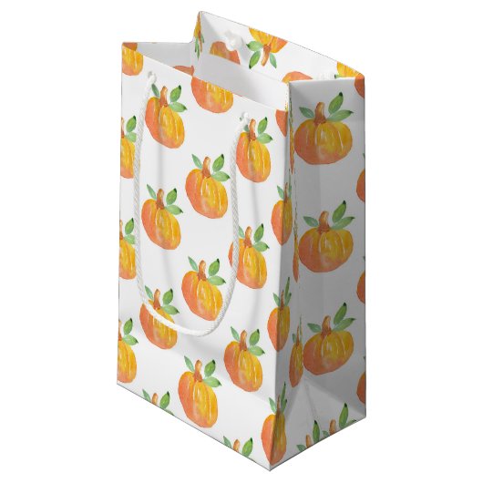 Waterverf Pumpkin Patroon Klein Cadeauzakje (Voorkant Gekanteld)