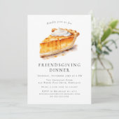 Waterverf Pumpkin Pie Friendsgiving Dinner Kaart (Staand voorkant)