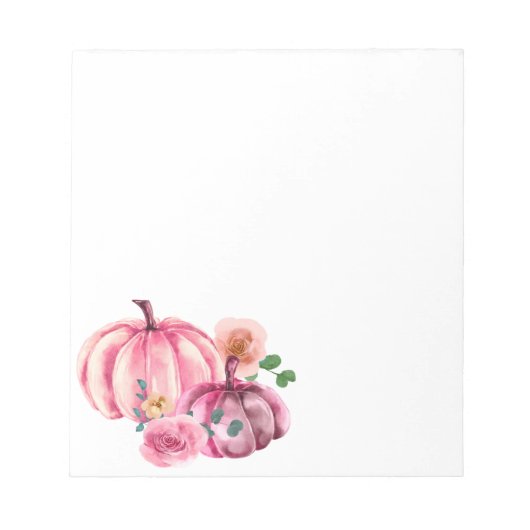 Waterverf Pumpkin Pink Floral Roos Notitieblok (Voorkant)