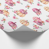 Waterverf Pumpkin Pink Floral Rozen Cadeaupapier (Hoek)