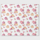 Waterverf Pumpkin Pink Floral Rozen Cadeaupapier (Vlak)