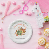 Waterverf Pumpkin Rustic Wood | BABY SHOWER Papieren Bordje (Feest)