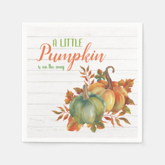 Waterverf Pumpkin Rustic Wood | BABY SHOWER Servet