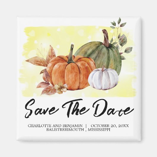 Waterverf Pumpkin Save the Date Fall Wedding Magneet (Voorkant)