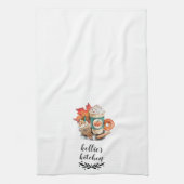 Waterverf Pumpkin Spice Coffee | Fijne Herfst Y'al Theedoek (Verticaal)