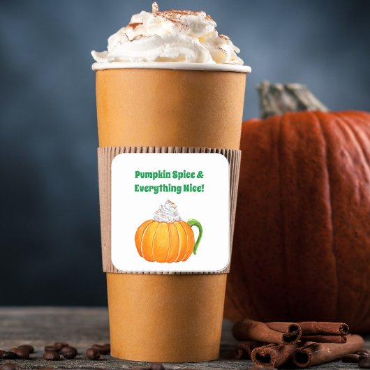 Waterverf Pumpkin Spice Latte Vierkante Sticker