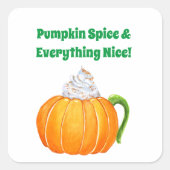 Waterverf Pumpkin Spice Latte Vierkante Sticker (Voorkant)