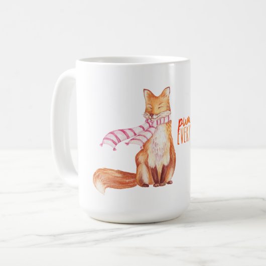 Waterverf Pumpkin Spice Sitting Fox Koffiemok (Voorkant links)