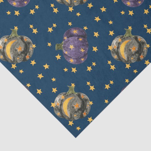 Waterverf Pumpkin Stars Pattern Halloween Tissuepapier (Detail)