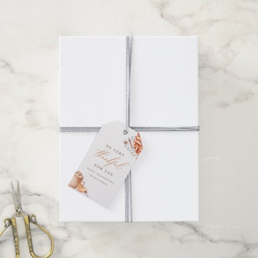 Waterverf Pumpkin Thanksgiving Dinner Cadeaulabel (Met Touw)