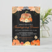 Waterverf Pumpkin  Thanksgiving Dinner Kaart (Staand voorkant)