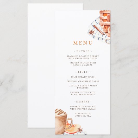 Waterverf Pumpkin Thanksgiving Dinner Menu (Voorkant / Achterkant)