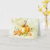 Waterverf Pumpkin Thanksgiving Wenskaart Kaart (Gele Bloem)