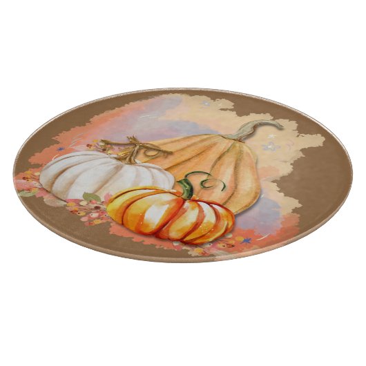 Waterverf Pumpkin Trio Glass Cutting Board Snijplank (Hoek)