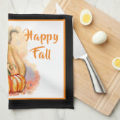 Waterverf Pumpkin Trio Happy Herfst Theedoek (Quarter Fold)
