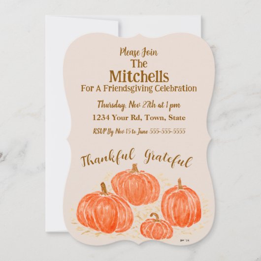 Waterverf Pumpkin Vriendsgeven PERSONALISEREN Kaart (Voorkant)