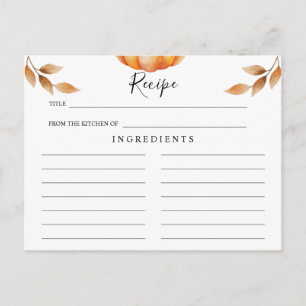 Waterverf Pumpkin Wedding Recipe Briefkaart