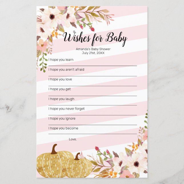 Waterverf Pumpkin wenst Baby (Voorkant)