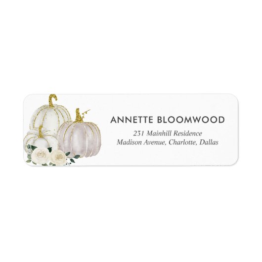 Waterverf Pumpkin White Rose Baby shower Etiket (Voorkant)
