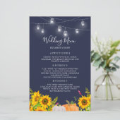 Waterverf Pumpkin-zonnebloemen Rustic Wedding Menu (Staand voorkant)