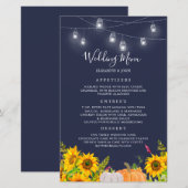 Waterverf Pumpkin-zonnebloemen Rustic Wedding Menu (Voorkant / Achterkant)