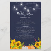 Waterverf Pumpkin-zonnebloemen Rustic Wedding Menu (Voorkant)