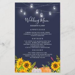 Waterverf Pumpkin-zonnebloemen Rustic Wedding Menu