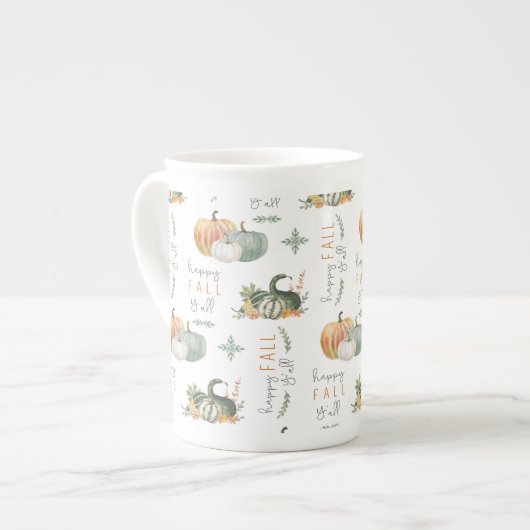 WATERVERF PUMPKINES EN GOEDEREN PORSELEIN KOP (Links)