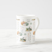 WATERVERF PUMPKINES EN GOEDEREN PORSELEIN KOP (Voorkant rechts)