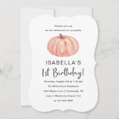 Waterverf Pumpkin's 1st Birthday Party Kaart (Voorkant)