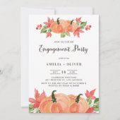 Waterverf Pumpkins Autumn Engagement Party Kaart (Voorkant)