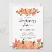 Waterverf Pumpkins Autumn Thanksgiving Dinner Kaart (Voorkant)