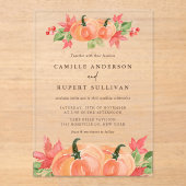 Waterverf Pumpkins Autumn Wedding Acryl Uitnodigingen (Voorkant)