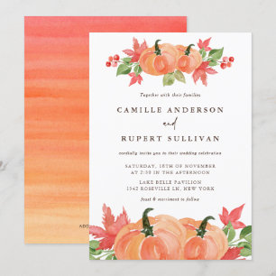 Waterverf Pumpkins Autumn Wedding Kaart