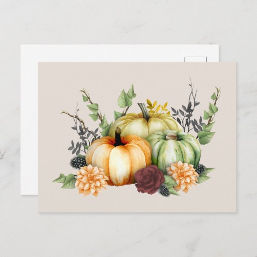 Waterverf Pumpkins Briefkaart (Voorkant / Achterkant)