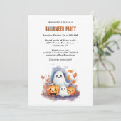 Waterverf Pumpkins Ghosts Halloween Party Kaart (Staand voorkant)
