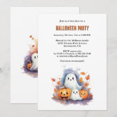 Waterverf Pumpkins Ghosts Halloween Party Kaart (Voorkant / Achterkant)