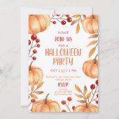 Waterverf Pumpkins Halloween Party Kaart (Voorkant)