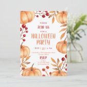 Waterverf Pumpkins Halloween Party Kaart (Staand voorkant)