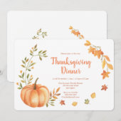 Waterverf Pumpkins Harvest Thanksgiving Dinner Kaart (Voorkant / Achterkant)