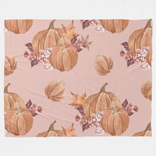 Waterverf Pumpkins Herfst Fleece Deken (Voorkant (Horizontaal))