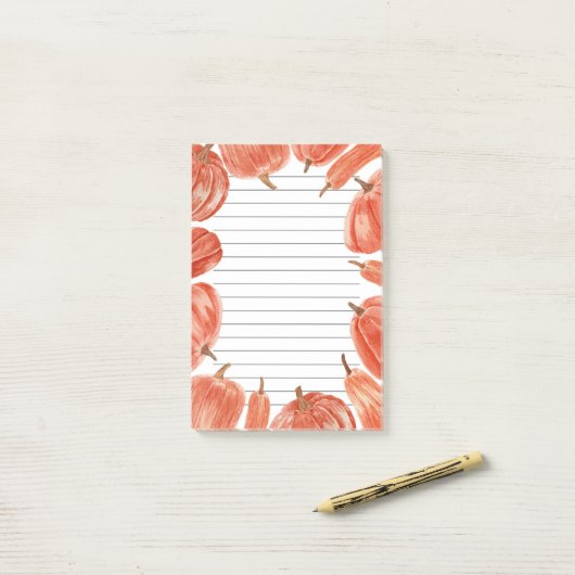 Waterverf Pumpkins Herfst Thema  Post-it® Notes (Op bureau)